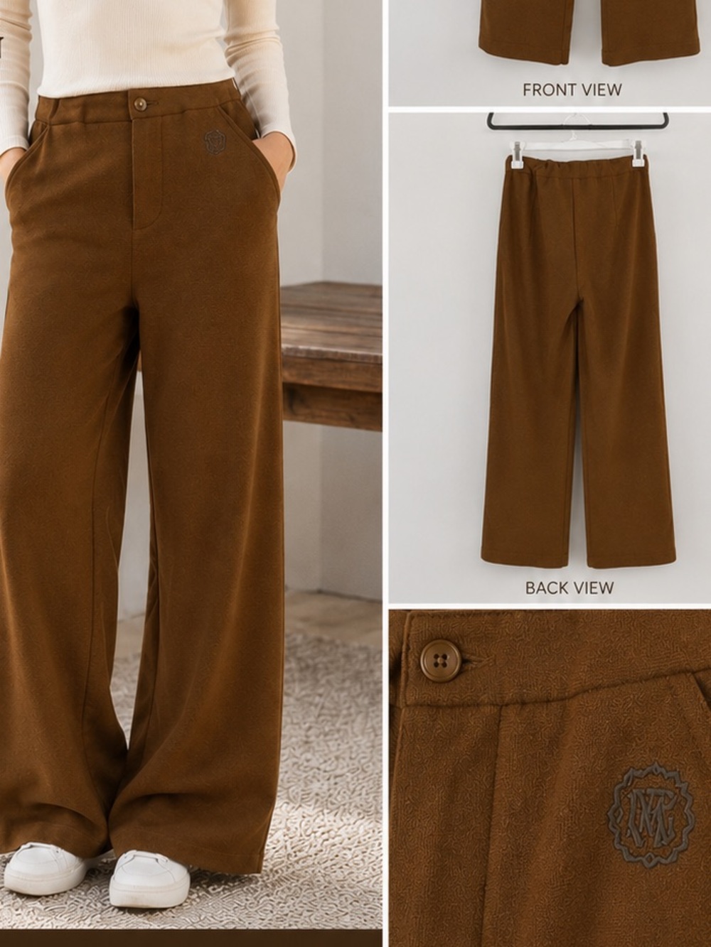 Honor The Gift High Rise Wide-Leg Trousers in Chestnut Brown Size 12